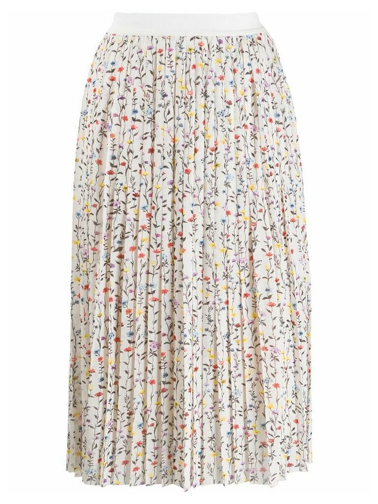 Semicouture floral print pleated skirt - White