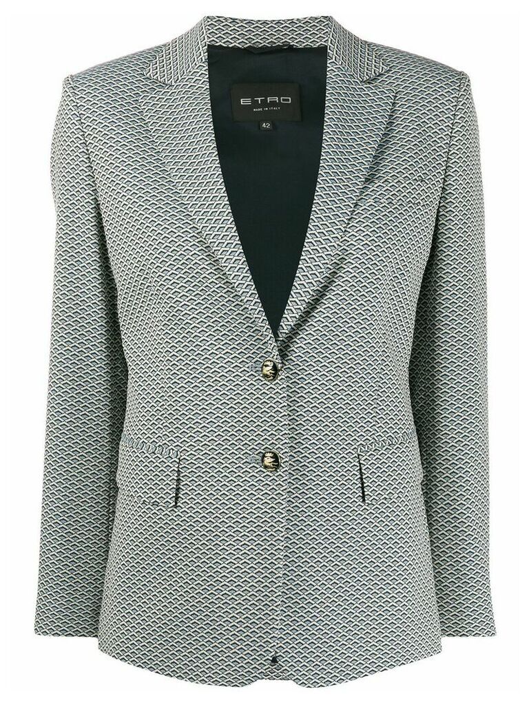 Etro geometric-print fitted blazer - Blue