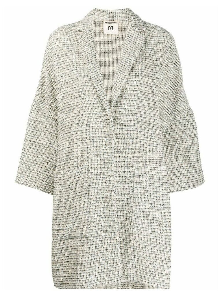 Semicouture oversized tweed coat - NEUTRALS