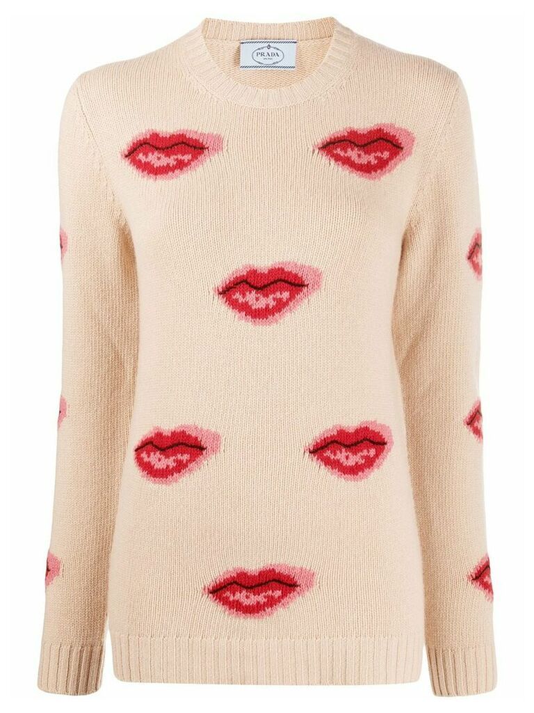 Prada intarsia lips knitted jumper - Neutrals