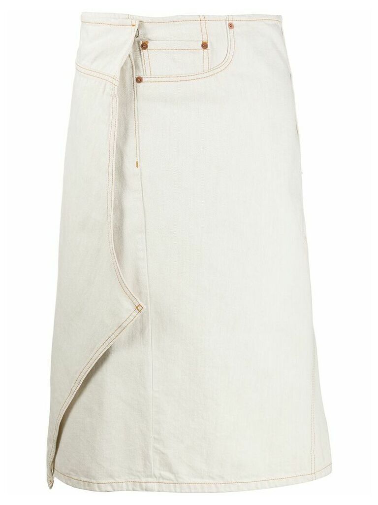 Maison Margiela asymmetric wrap denim skirt - White
