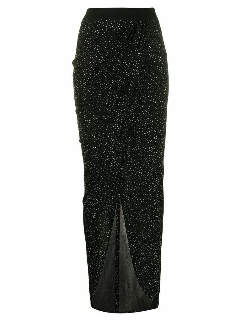 Balmain rhinestone embellished asymmetric skirt - Black