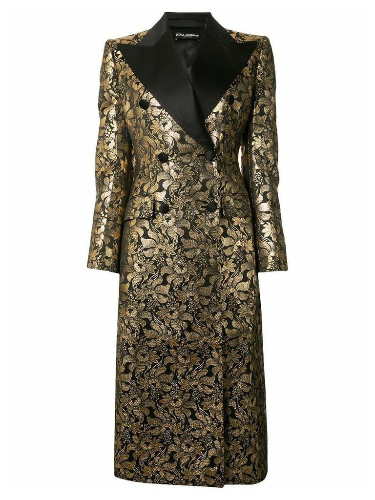 Dolce & Gabbana double-breasted foil jacquard coat - GOLD