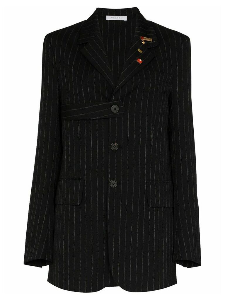 Delada single-breasted chalk-striped wool blazer - Black