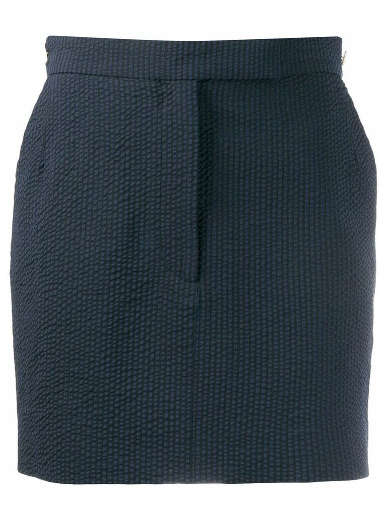 Thom Browne seersucker straight mini skirt - Blue