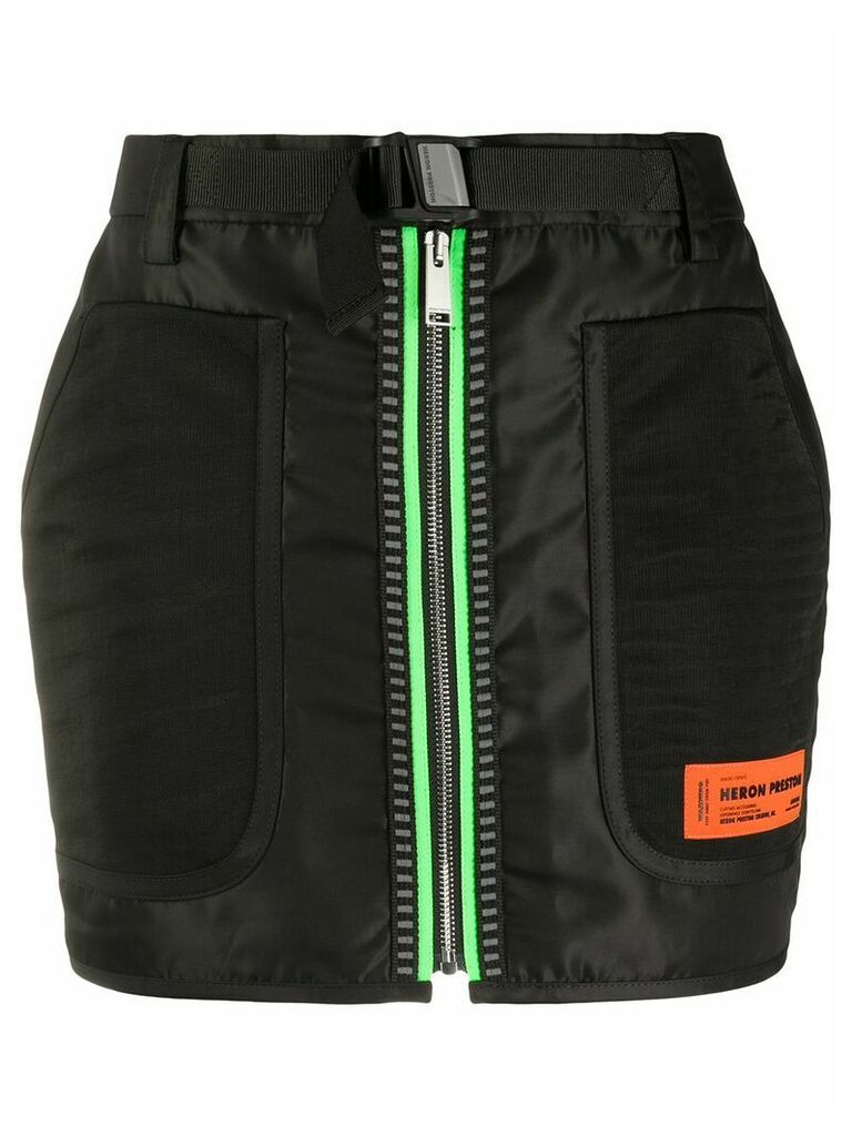 Heron Preston neon zip mini skirt - Black