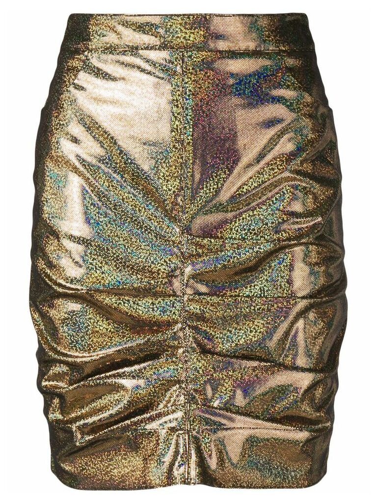 MSGM holographic ruched skirt - GOLD