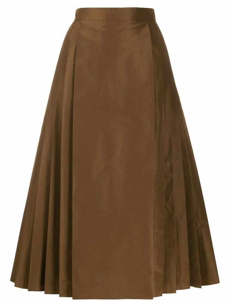 Fendi pleated A-line midi skirt - Brown