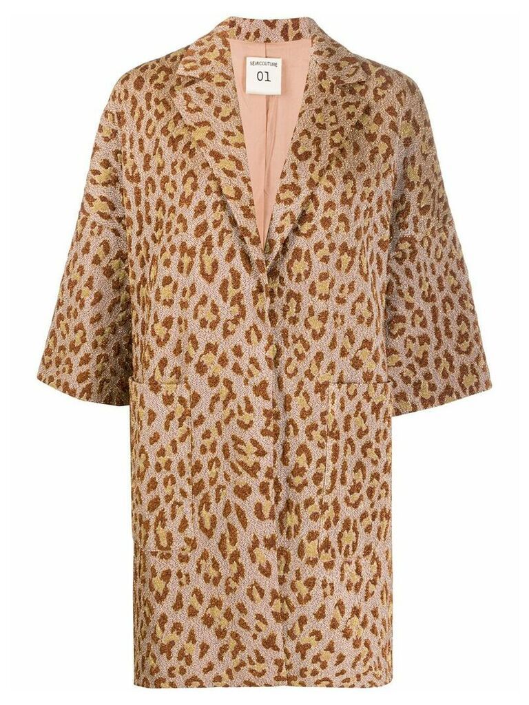 Semicouture oversized leopard print coat - PINK