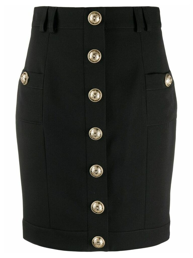 Balmain short single-breasted skirt - Black
