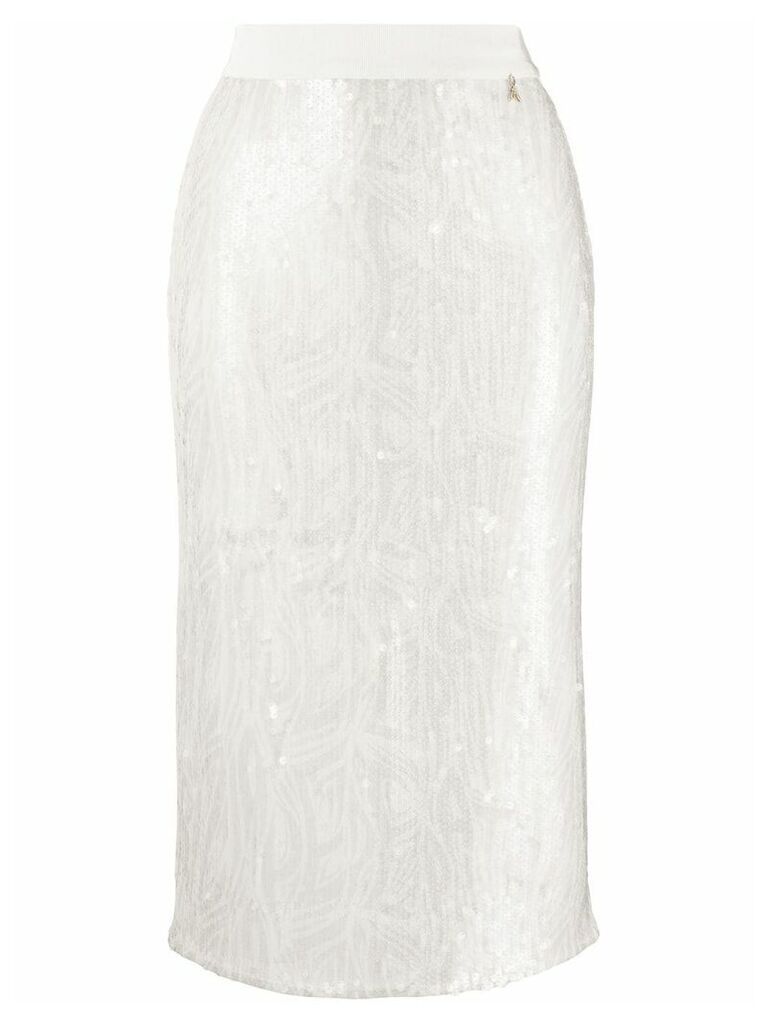 Patrizia Pepe sequin embellished pencil skirt - White