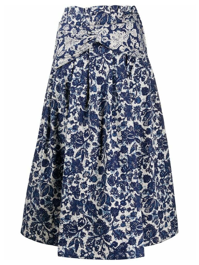 Ulla Johnson Virgil floral-print denim skirt - Blue