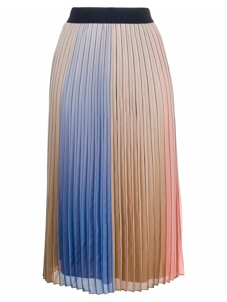 Steffen Schraut colour block pleated skirt - NEUTRALS