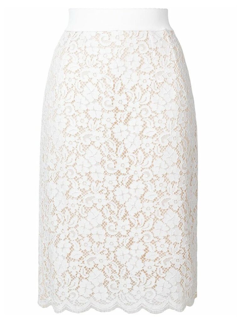 Dolce & Gabbana floral lace skirt - White