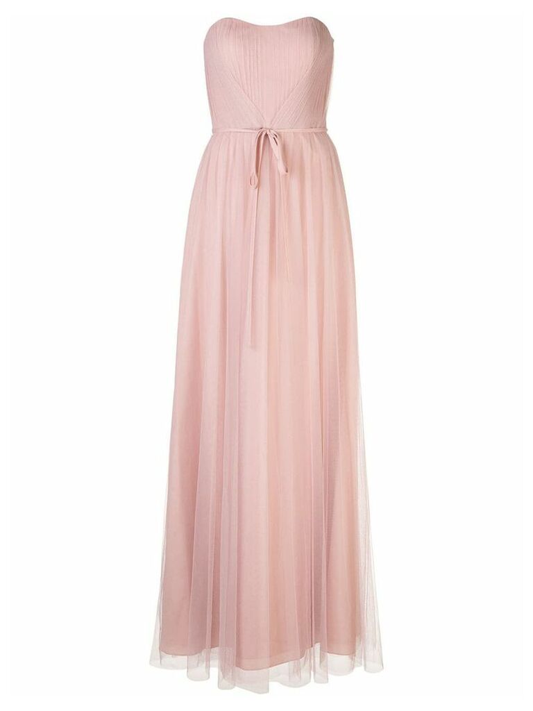 Marchesa Notte strapless tulle long bridesmaid gown - PINK