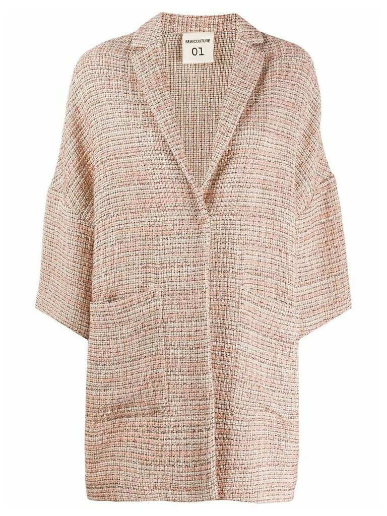 Semicouture tweed single-breasted coat - PINK