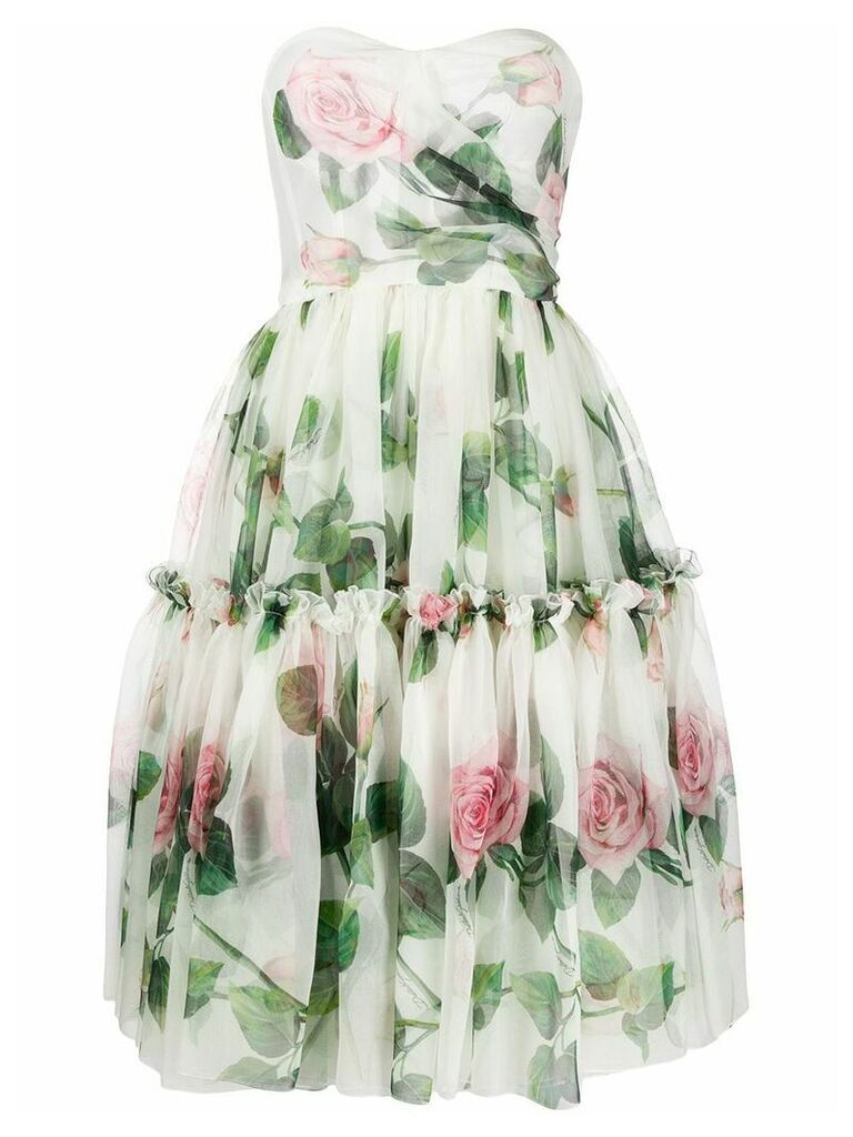 Dolce & Gabbana rose flared midi dress - Neutrals