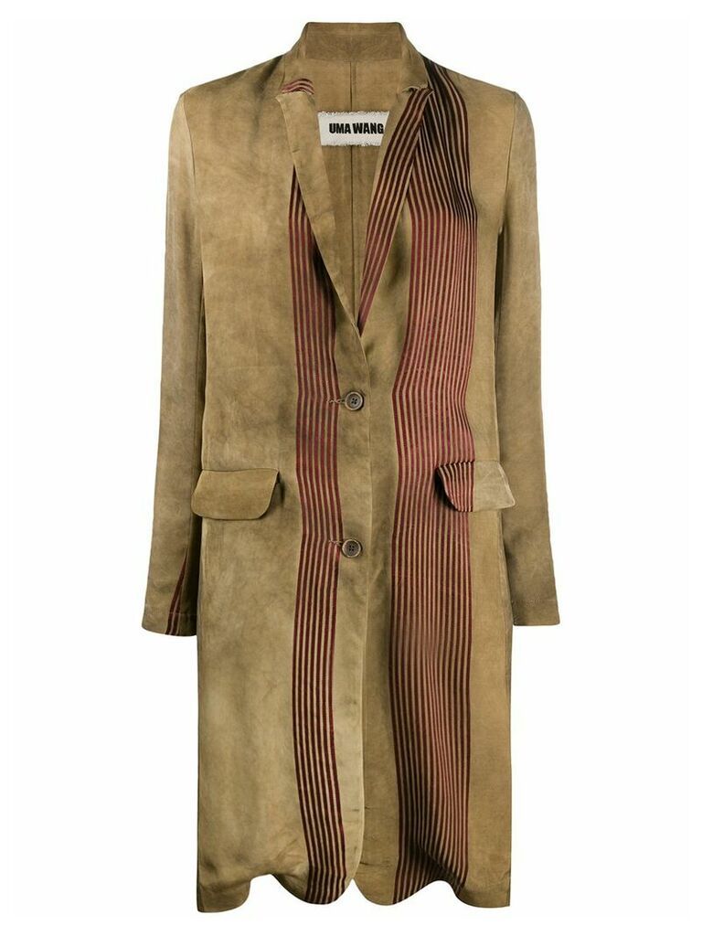 Uma Wang striped detail satin coat - Brown