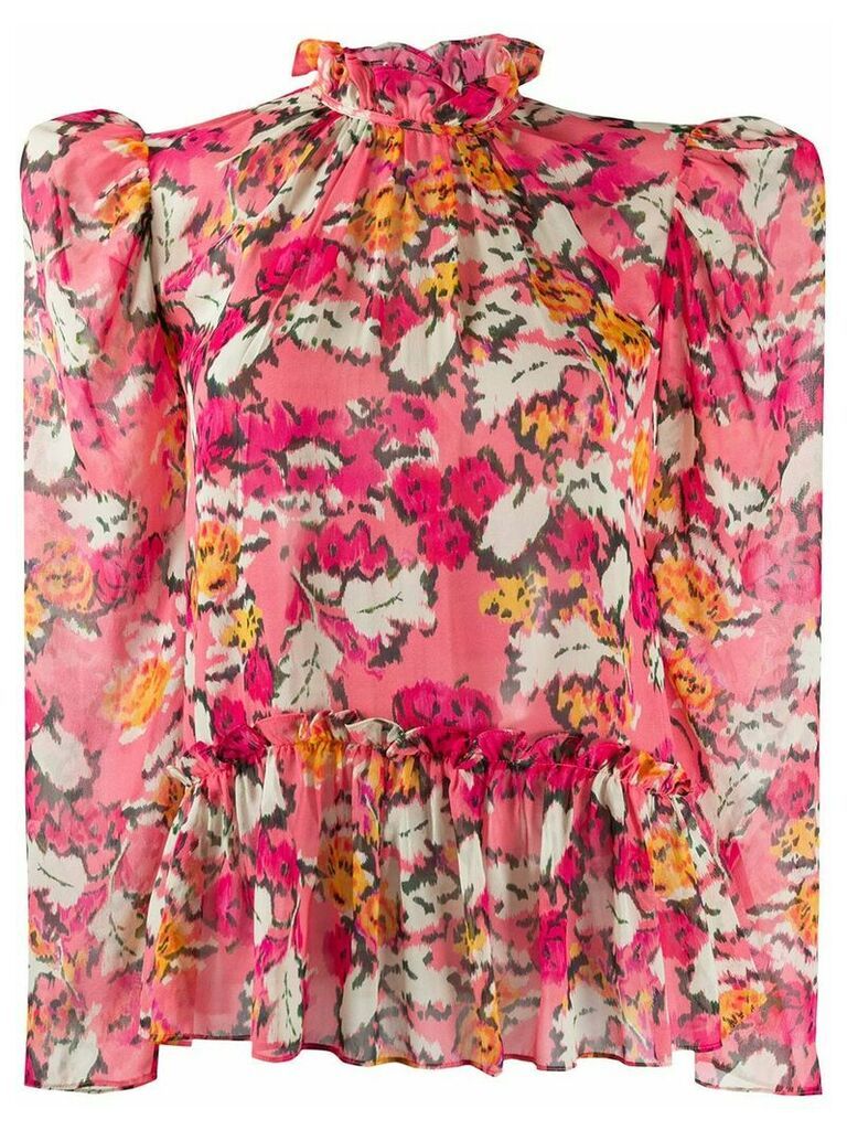 Saloni floral-print blouse - PINK