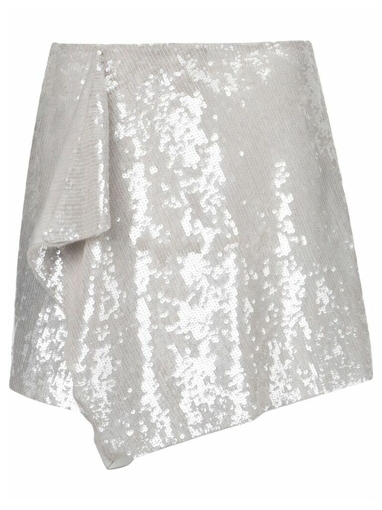 Alberta Ferretti asymmetric draped sequin skirt - Grey