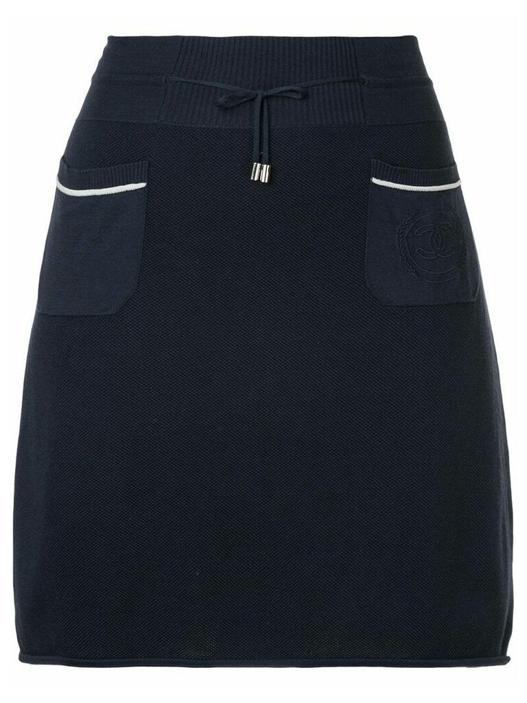 Chanel Pre-Owned drawstring A-line short skirt - Blue