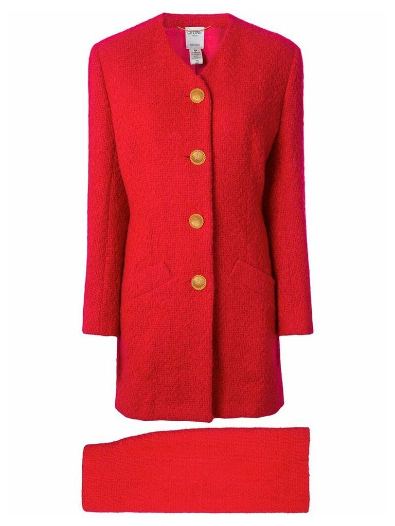 Céline Pre-Owned wool collarless skirt suit - Red