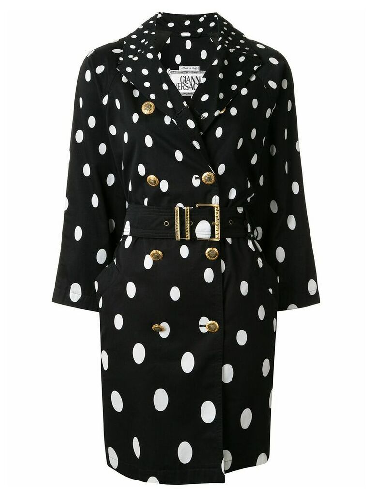 Versace Pre-Owned polka dot trench coat - Black