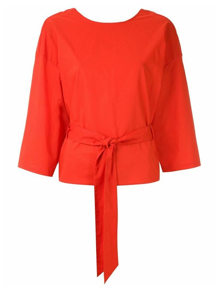 Andrea Marques belted wrap blouse - ORANGE