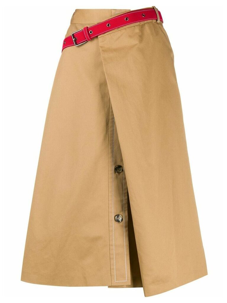Marni belt detail A-line skirt - Brown