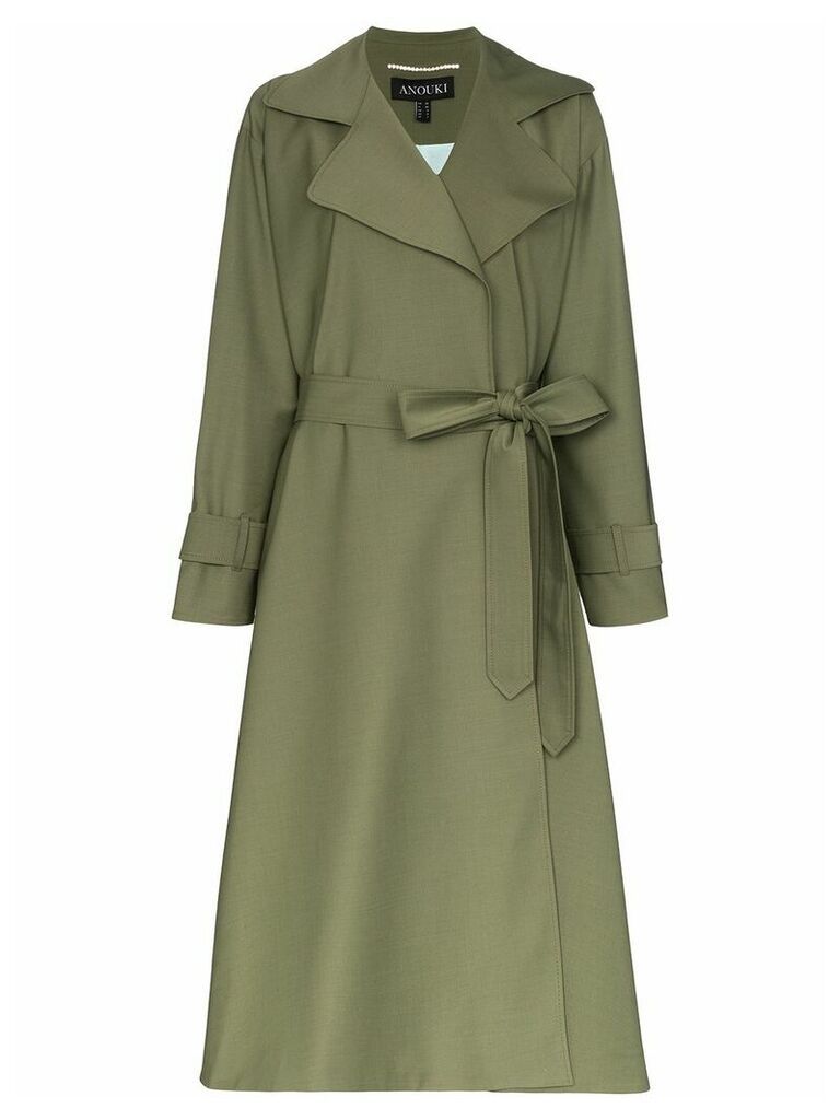 ANOUKI belted lightweight trench coat - Green