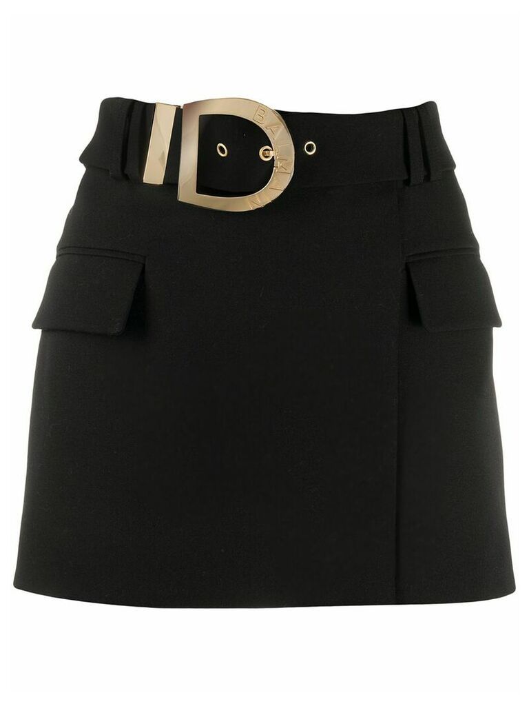Balmain belted short skirt - Black