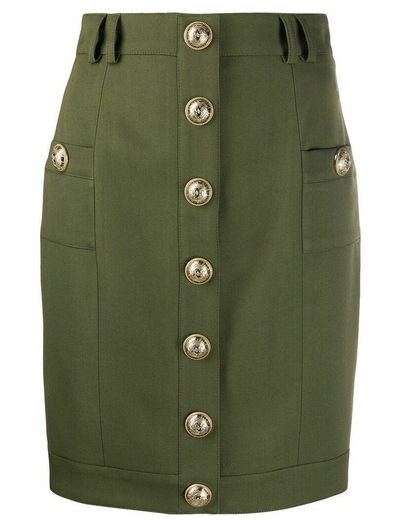 Balmain short single-breasted skirt - Green