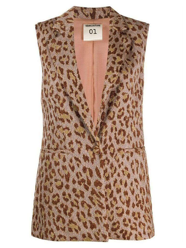 Semicouture leopard print longline waistcoat - Neutrals