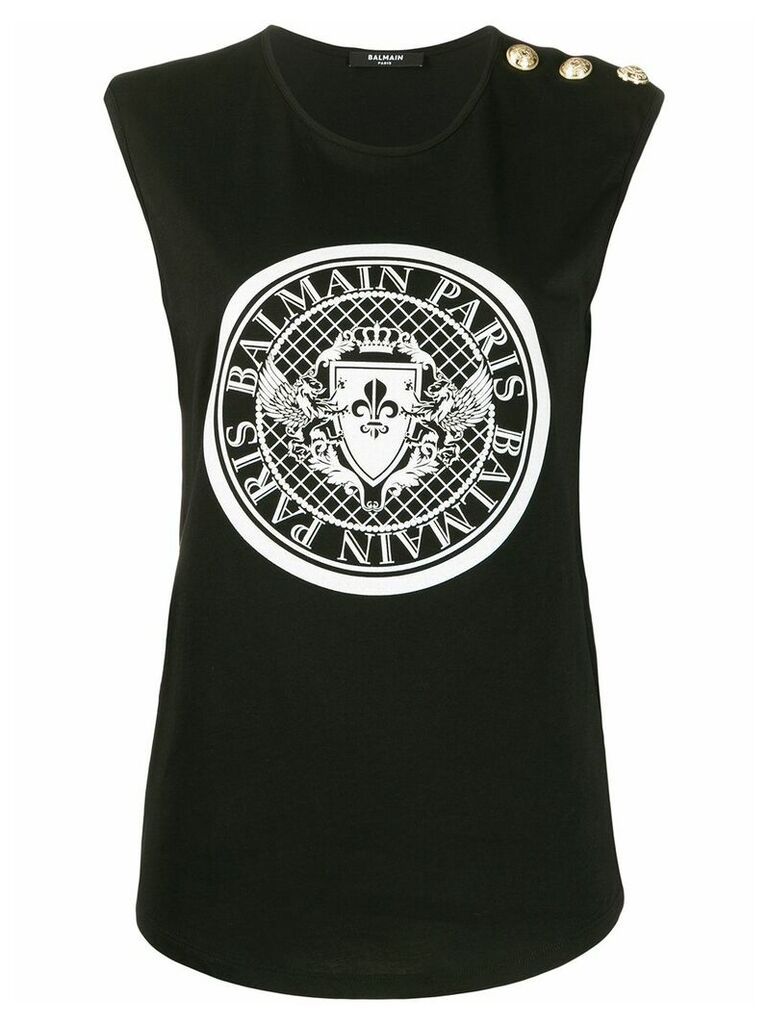 Balmain logo printed vest - Black