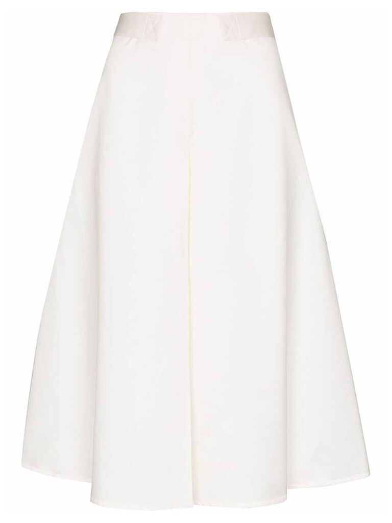 Marni belted cotton A-line skirt - White