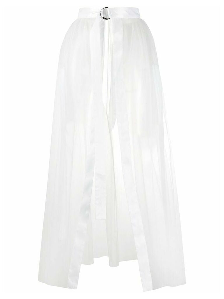 Loulou sheer belted overskirt - White