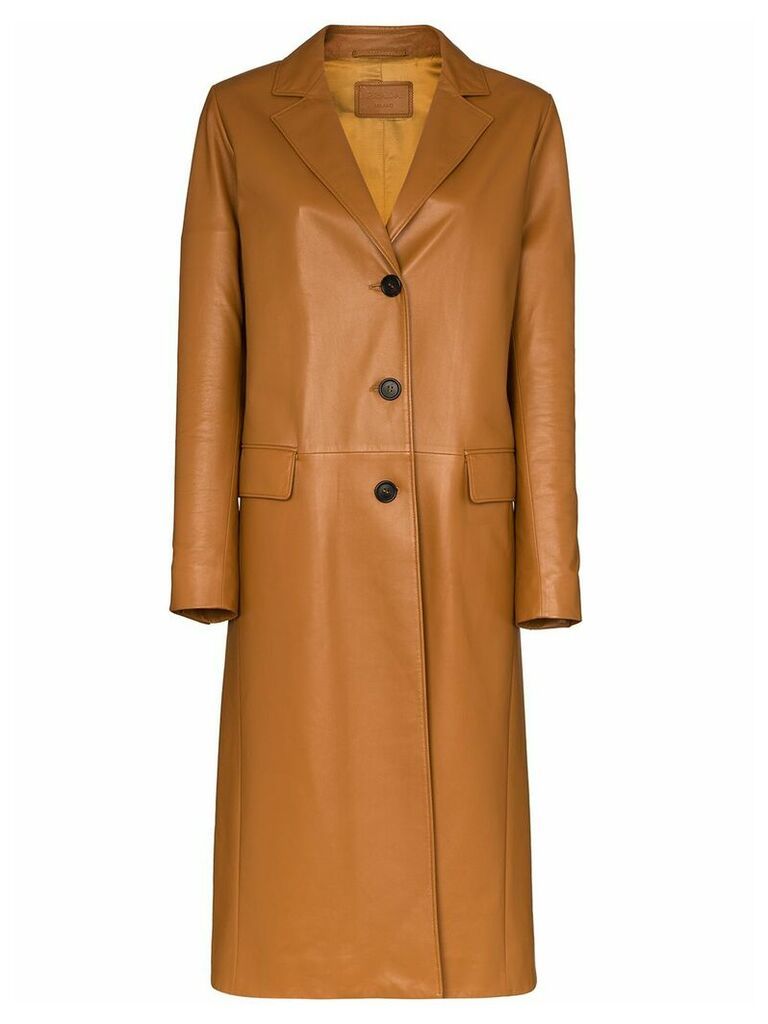 Prada single-breasted leather trench coat - Brown