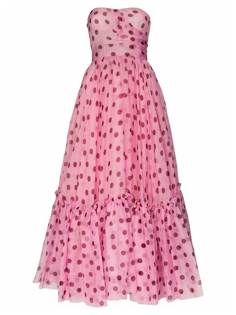 Dolce & Gabbana strapless polka-dot silk-chiffon dress - PINK