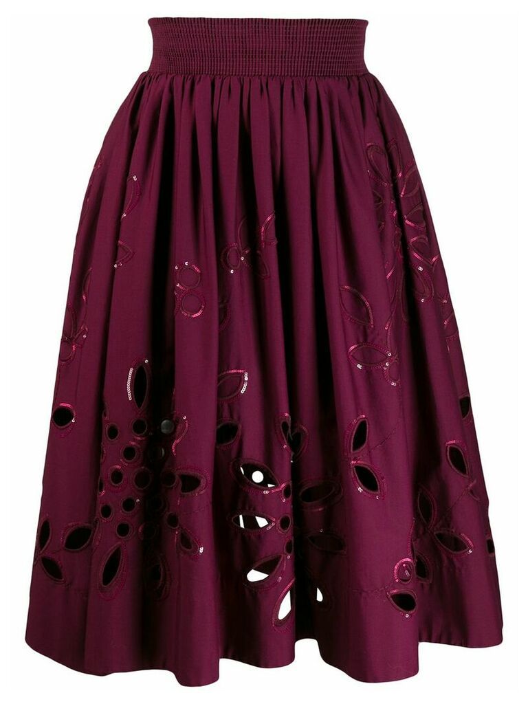 Emilio Pucci broderie anglaise high-waisted skirt - PURPLE