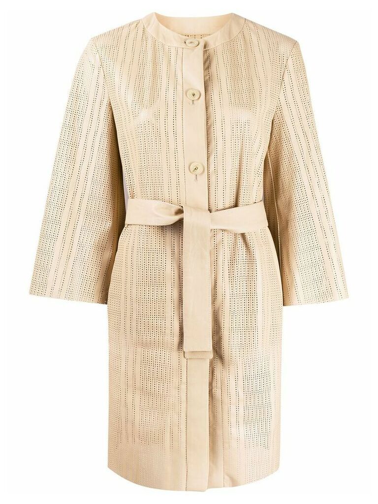 Drome perforated belted coat - Neutrals