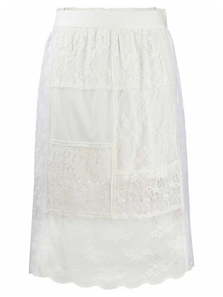 McQ Alexander McQueen lace panels straight skirt - White