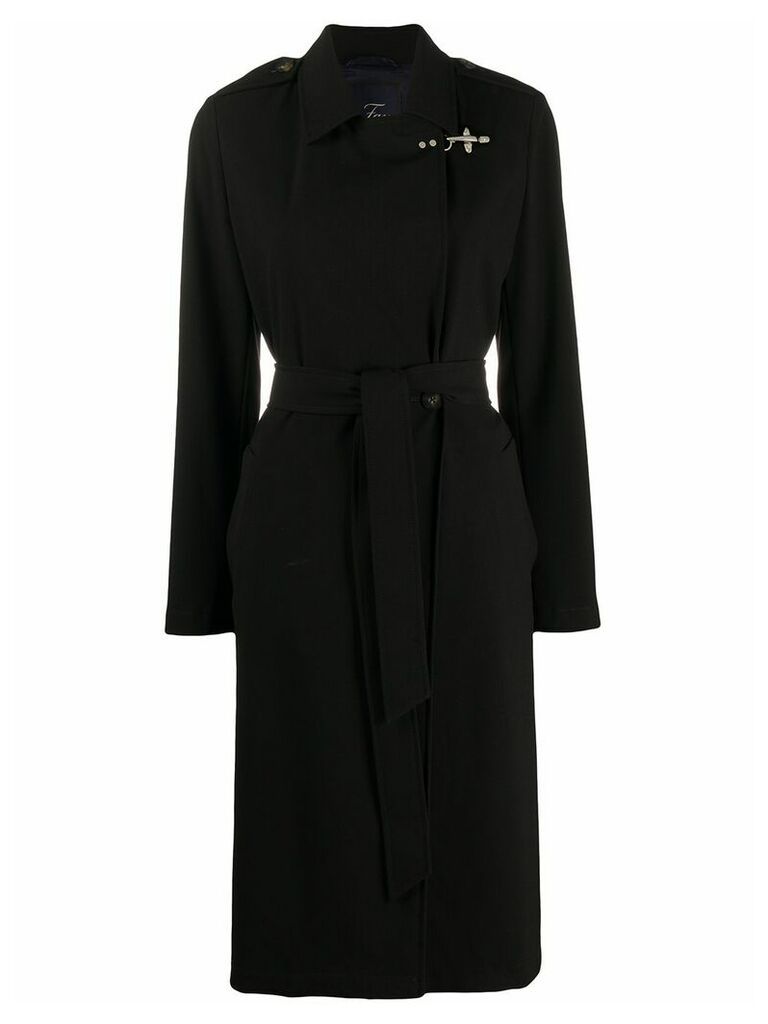 Fay belted wrap-front coat - Black