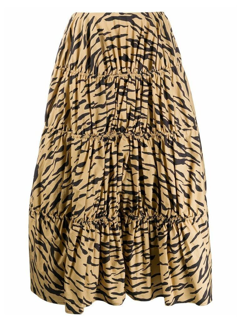 Rejina Pyo tiered tiger print skirt - NEUTRALS
