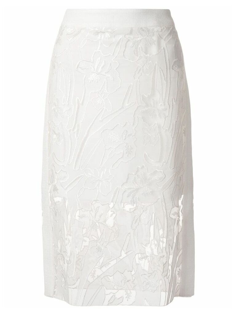 Goen.J lace embroidered pencil skirt - White
