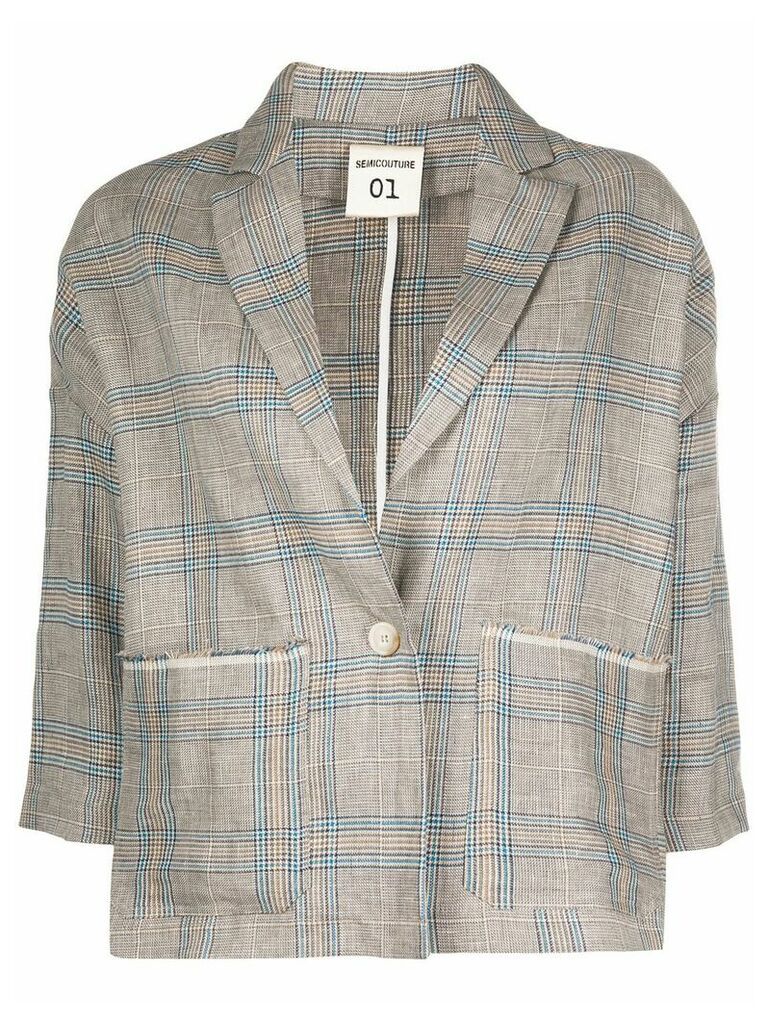 Semicouture checked loose-fit blazer - Neutrals