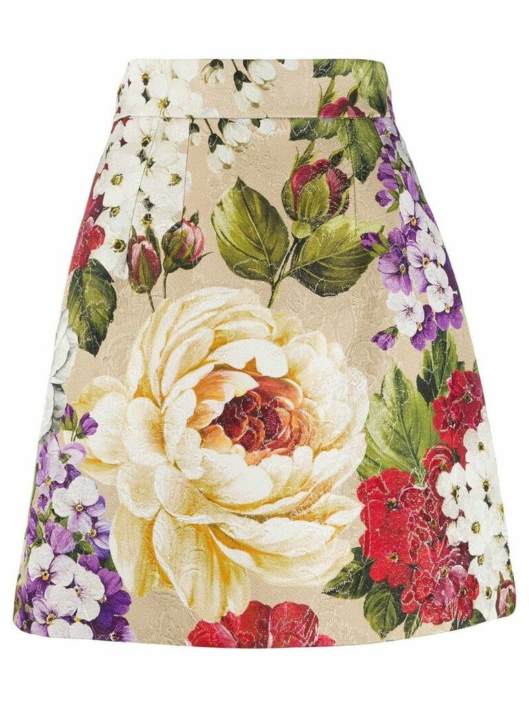 Dolce & Gabbana Baroque Rose jacquard skirt - NEUTRALS