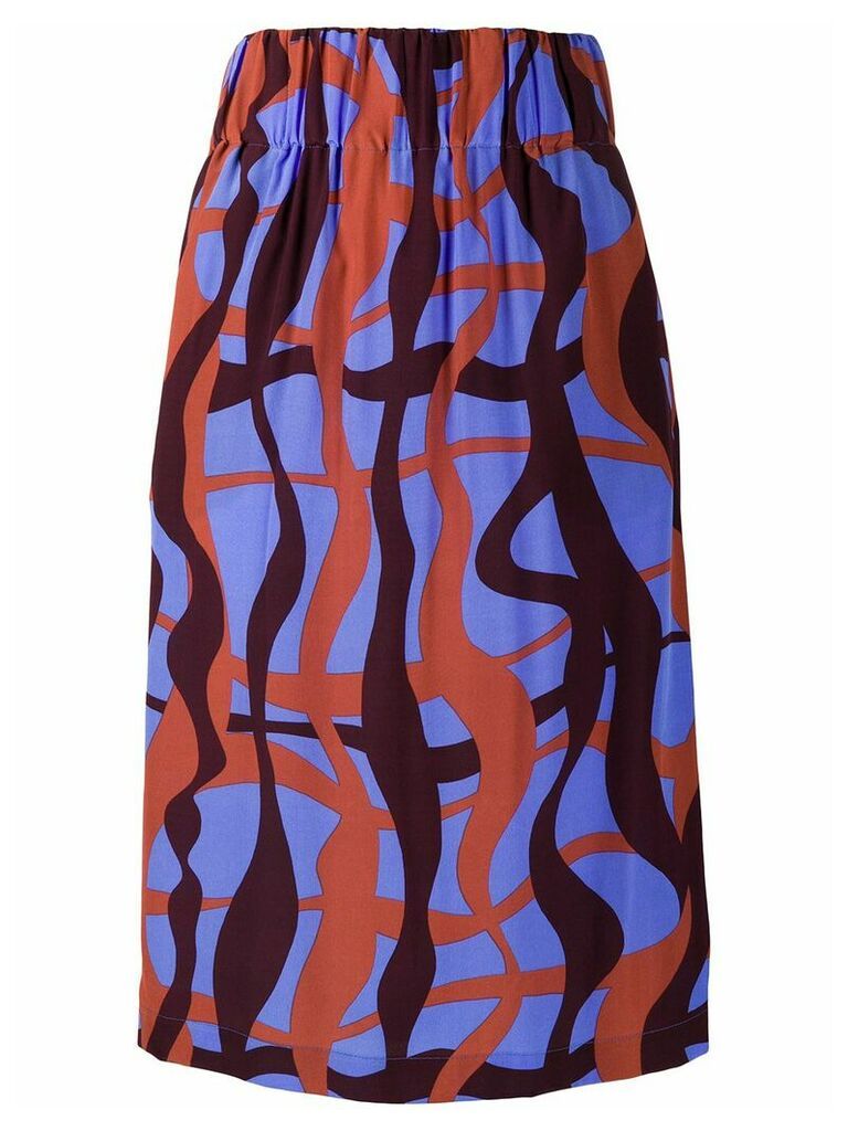Aspesi Faldilla abstract-print pencil skirt - Blue