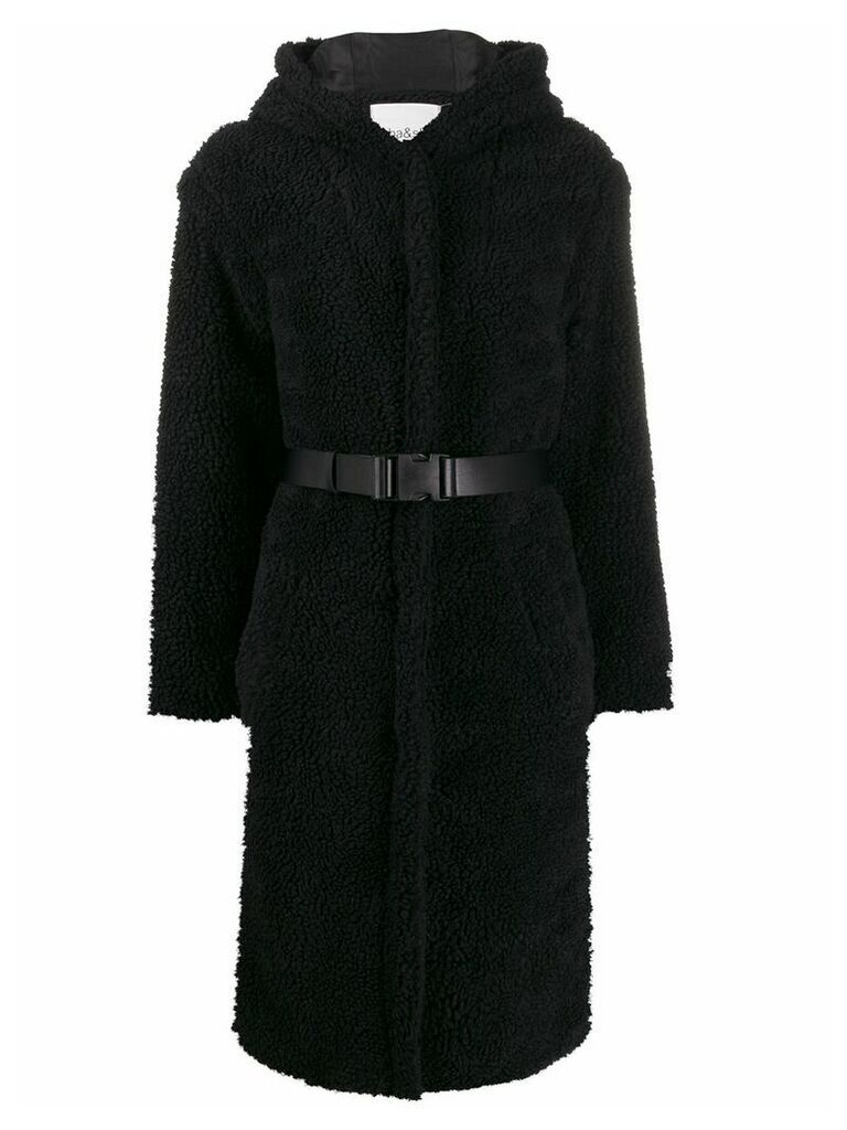 Ba & Sh Filip belted fleece coat - Black