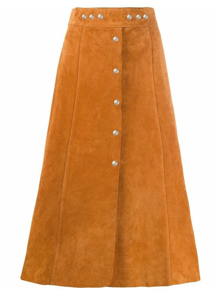 Prada A-line suede midi-skirt - Brown