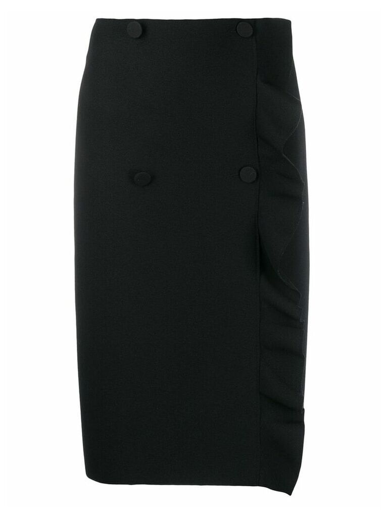 MSGM double-breasted frilled pencil skirt - Black